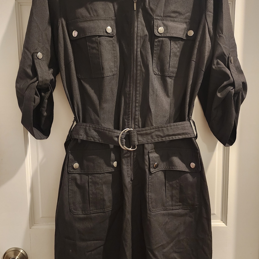 Sharagano Black Ribbed Jacket Dress